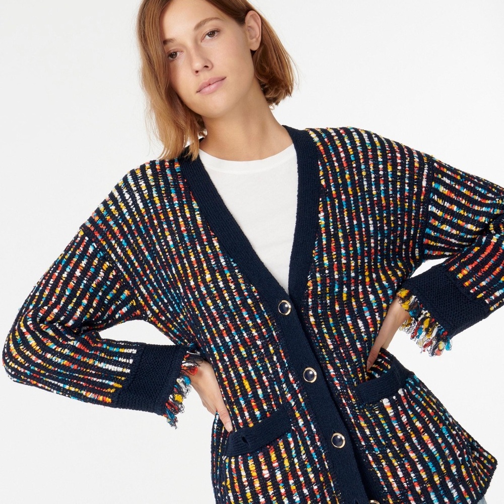 NWOT JCrew Tweed Stitch Vneck Cardigan M
